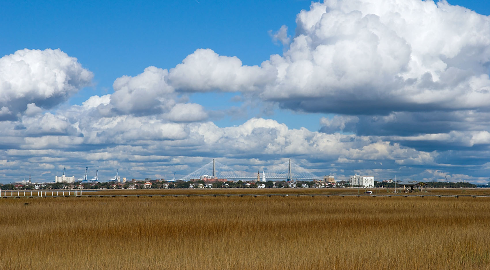 View of downtown Charleston SC from John Islands Creek 